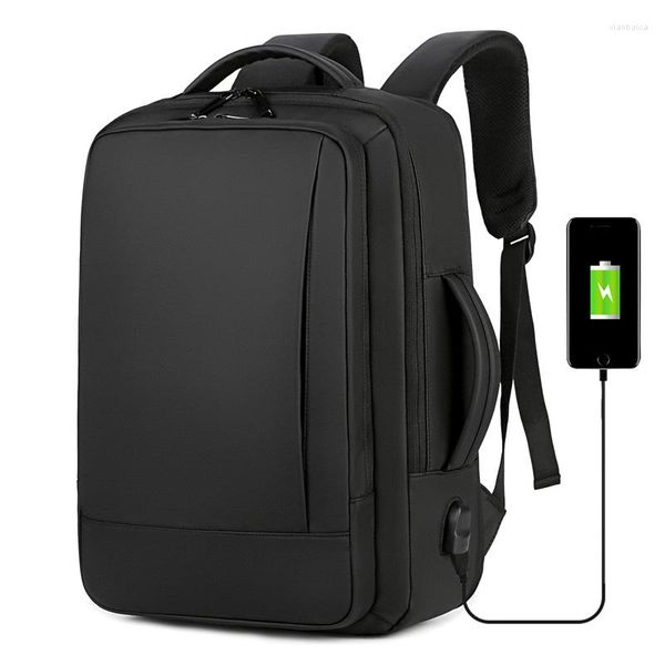 Mochilas escolares 40L Mochila de viaje Hombres USB Estética Antirrobo 17.3 Portátil Bolsa expandible Brújula Moda Masculina Grande