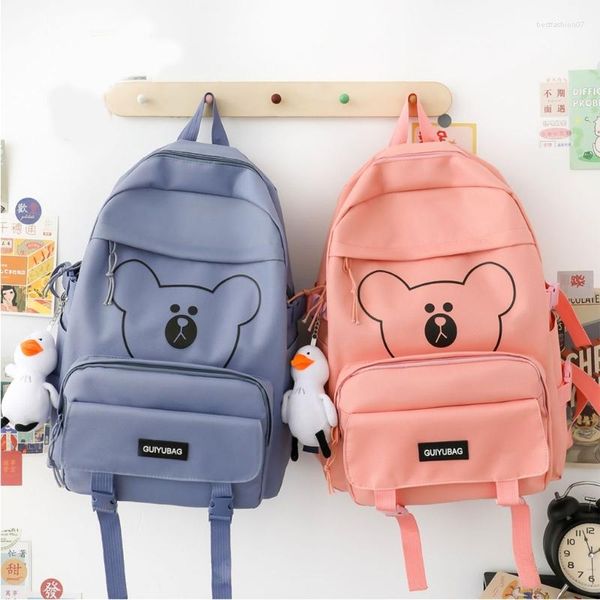 Sacs d'école 4 pièces mignon ours sac à dos pour adolescent filles taille sac étui à crayons Bookbag