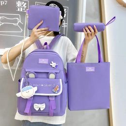 Sacs d'école 4pcs / ensemble élémentaire Sac à dos pour les filles Carton de style coréen des filles mignons