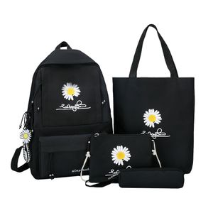 Mochilas escolares 4 Unids / set Mujeres Mochilas Escolares Mochila Daisy Canvas Para Adolescentes Niñas Estudiante Bolsa de Libros Niños Satchel Bolsas Mochilas Sac 230627