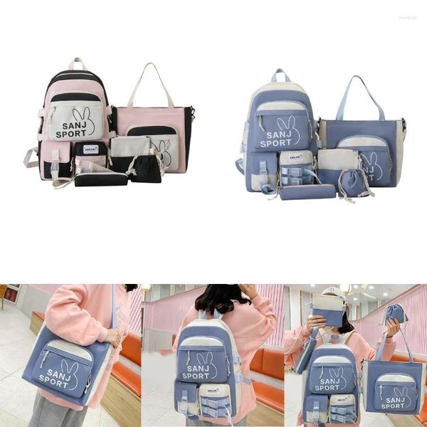 Sacs d'école 5pcs Sac à dos primaire pour filles Grand sac à dos Design coréen élégant