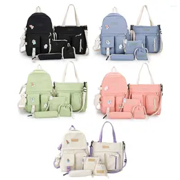 Sacs d'école 5pcs / Set Femme Sac à dos Mode Toile Simple Casual pour les vacances