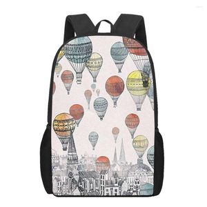 Schooltassen Air Ballon Vintage Print Bag For Teenager Girls Boys Primary Kids Backpack Kindergarten Book Children BookBag