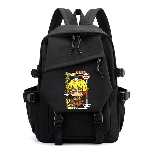 Sacs d'école Sac Anime Demon Slayer Sac à dos pour ordinateur portable Femmes Voyage Comic Storage Agatsuma Zenitsu Kawaii Sac à dos Vintage Zip Épaules 230823