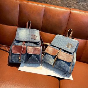 Sacs d'école Arrivée Sac à dos pour femmes Trendy Luxury Polydoule Soft Denim rétro Retro Travel Bagpack épaule Mochila