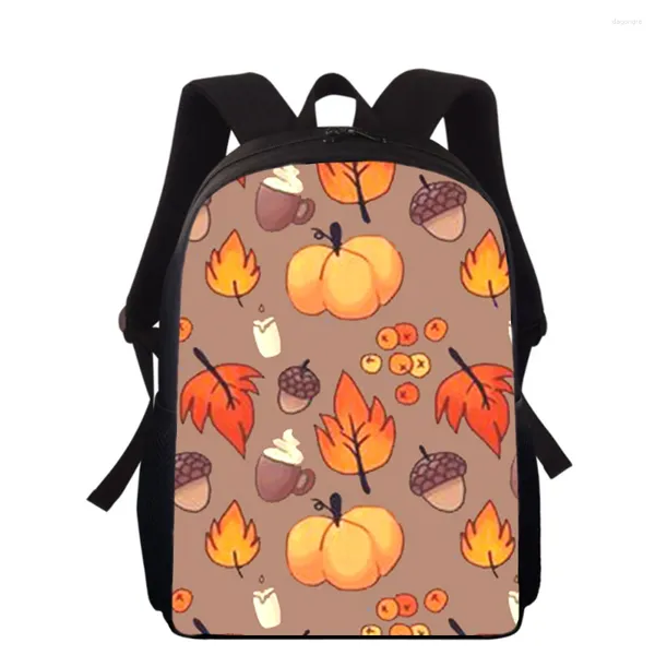 Bolsas escolares hojas de otoño otoño lindo dibujos animados de 16 