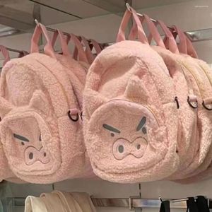 Sacs d'école automne hiver mignon peluche cochon sac à dos grande capacité Kawaii sac de rangement à la mode femme cartable fille