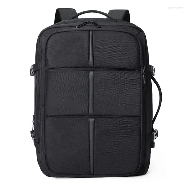 Mochilas escolares Backk para hombres 2024 Mochilas de viaje de negocios de gran capacidad se pueden expandir Male 17-in Laptop Bag Student Schoolbag Black