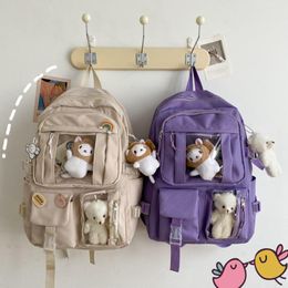 Sacs d'école sac à dos pour esthétique bretelles réglables sac Bookbag Kawaii ordinateur portable adolescentes multi poches Harajuku mignon 230331