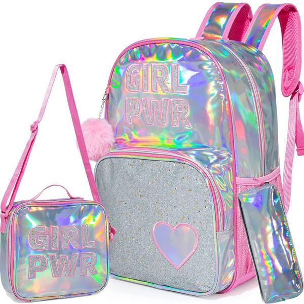 Sacs d'école Sac à dos pour filles Sacs à dos Enfants Clear Bookbag Élèves de la maternelle primaire Sac de voyage pleine grandeur avec boîte à déjeuner