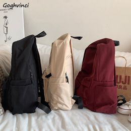 Sacs d'école sac à dos solide noir grande capacité sac à dos tendance ulzzang harajuku zipper décontracté sac étanche des élèves style japonais 230811