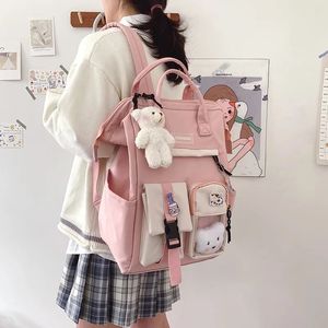 Sacs d'école sac à dos femmes couleur bonbon sacs à dos d'ordinateur portable mignon Kawaii haut pour adolescente japonais voyage Camping 231215