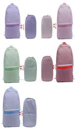 School Bags Backpacks Outdoor Storage Children Student Seersucker Backpack Schoolbag Lunch Bag Stripe Solid Colors High Capacity 37406997