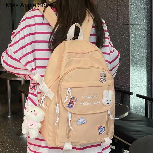 Mochilas escolares, bolso de moda para mujer, libro para ordenador portátil, mochila universitaria bonita a la moda para mujer, insignia para mujer, Pin, estudiante, chica, viaje Kawaii