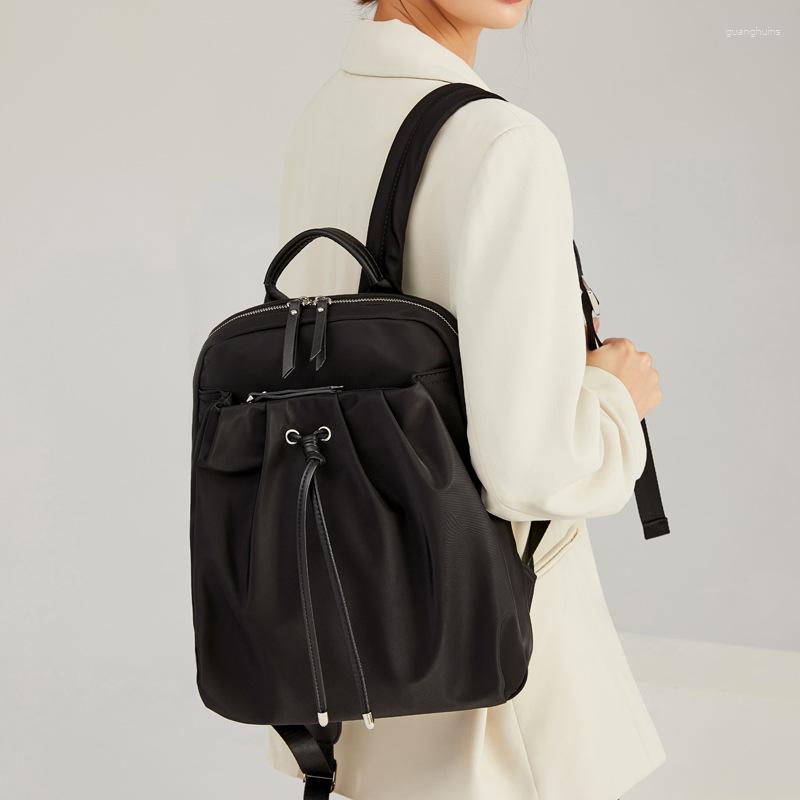 Schultaschen, Tasche für Damen, ästhetischer Rucksack, modisches Design, Mädchen, plissierter Stoff, Kordelzug, niedlicher dünner Rucksack, faltbare leichte Schultasche