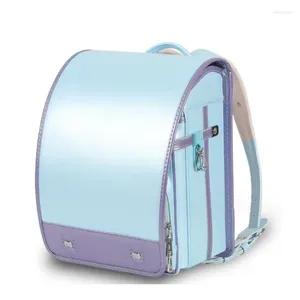 Sacs d'école sac à dos japonais en cuir PU pour enfants adaptés aux enfants de la 1re à la 3e année, cartables étanches à verrouillage automatique