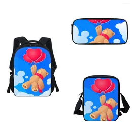 Sacs de sacs Sacs Sac pour enfants Année 3 Mignon Bear Cartoon Printing Backpack Girls Boys Classic Creative Satchel Stationery GIF