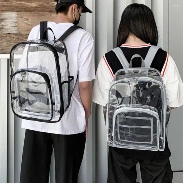 Sacs d'école sac étanche Transparent cartable avec capacité fermeture à glissière Visible bouteille d'eau poche résistant aux taches voyage