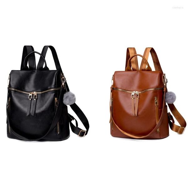 Bolsos escolares Bolso Mujer Mochila de cuero sintético Monedero Multi bolsillos Hombro Bolso convertible