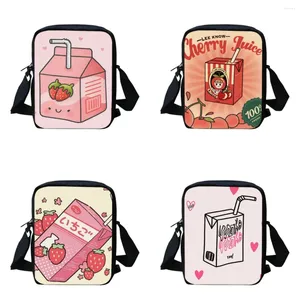 Sacs d'école Belidome Japan Strawberry Juice Printing Girls Small Bag Sac Fashion Travel Children Sport Portable Mochila