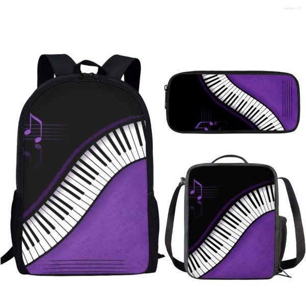 Sacs d'école BELIDOME Note de musique Design sac de grande capacité 3 pièces/ensemble sac à dos pour étudiants bandoulière filles sac à dos de voyage décontracté