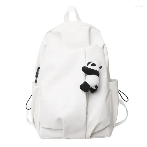 Sacs d'école Black and White Panda couple sac à dos grande capacité PU Le cuir étanche adolescente garçons filles d'école intermédiaire