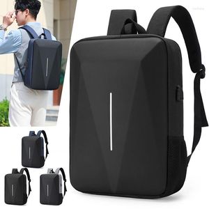 Mochilas escolares para hombre, bolso de concha dura de PC negra, mochila de negocios ligera e impermeable para viajes de ocio, ordenador con bloqueo antirrobo