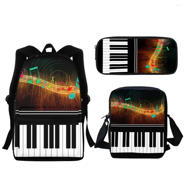 Bolsas escolares Diseñador de marca Piano Note Impresión Mochila para niñas de alta calidad Música escolar de la escuela Tema de bolso de mensajero pequeño regalo