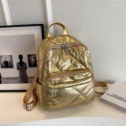 Sacs d'école de marque de styliste en cuir PU plissé, sac à dos décontracté pour femmes, grand seau rembourré, sac léger de voyage