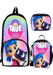 Bolsas escolares Buleflyer Cartoon True y Rainbow Kingdom 3pcsset para adolescentes mochila suministros bookbag encantador satchel3305351