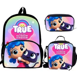 Bolsas escolares BULEFLYER Cartoon True and Rainbow Kingdom 3PCS SET para adolescentes Mochila Suministros Bookbag Lovely Satchel270J