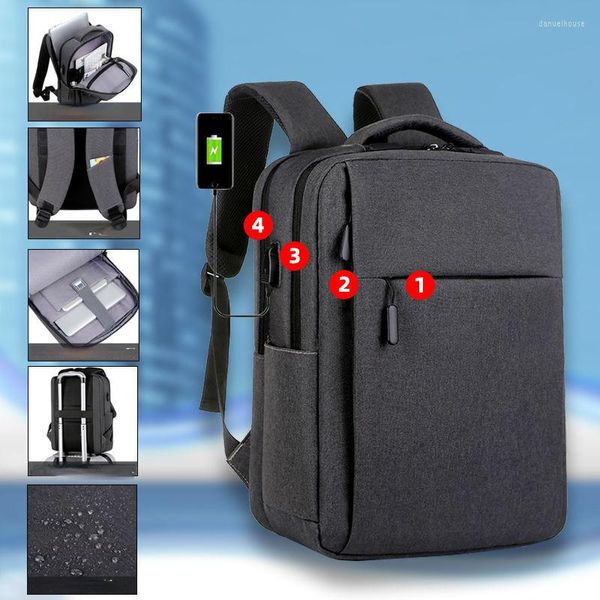 Sacs d'école sac à dos pour ordinateur portable d'affaires étanche multi-fonction sac pour 16 pouces USB charge cartable décontracté Oxford sac à dos E470