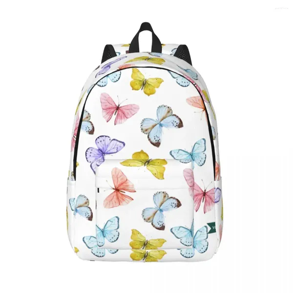 Sacs d'école Sac à dos à motif papillon pour élèves de la maternelle primaire Papillons colorés Bookbag Garçon Fille Enfants Sac à dos en plein air