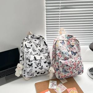 School Bags Butterfly Patroon University Student Backpack Koreaanse vrouwen Nylon Bag zonder hanger Travel Portable Book Storage