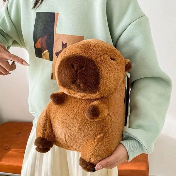 Sacs d'école Capybara Sac à dos en peluche Sac de poupée de dessin animé Étudiants Animaux Voyage de grande capacité