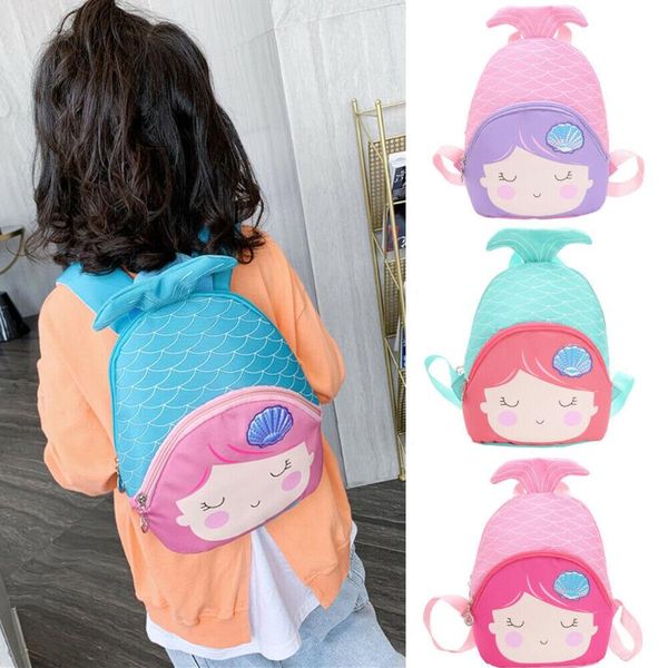 Sacs d'école dessin animé enfant fille sac à dos queue de poisson mignon Mini sac maternelle cartable mode épaule pour les enfants
