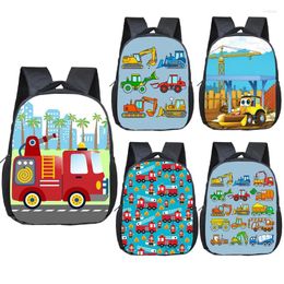 Sacs d'école Cartoon Firetruck Excavator Tracteur Sac à dos Enfants enfants Sac de maternelle Baby Toddler Boys Book Book Gift