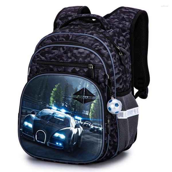 Mochilas escolares Mochilas ortopédicas de dibujos animados Niños Coche Doble hombro Niños Grado primario 1 Estudiantes Mochila Infantil