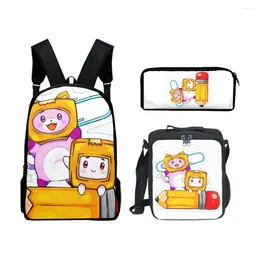 Schooltassen Cartoon Trendy Harajuku Funny Box 3pcs/Set Backpack 3D Print Student Book Bag Travel Laptop Daypack Lunch Pencil Case