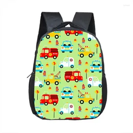 Bolsas escolares de camión de dibujos animados mochila para la mochila para niños excavadoras de vehículos mochilas escolares para niños para niños deportes deportes viajes 16 pulgadas paquetes