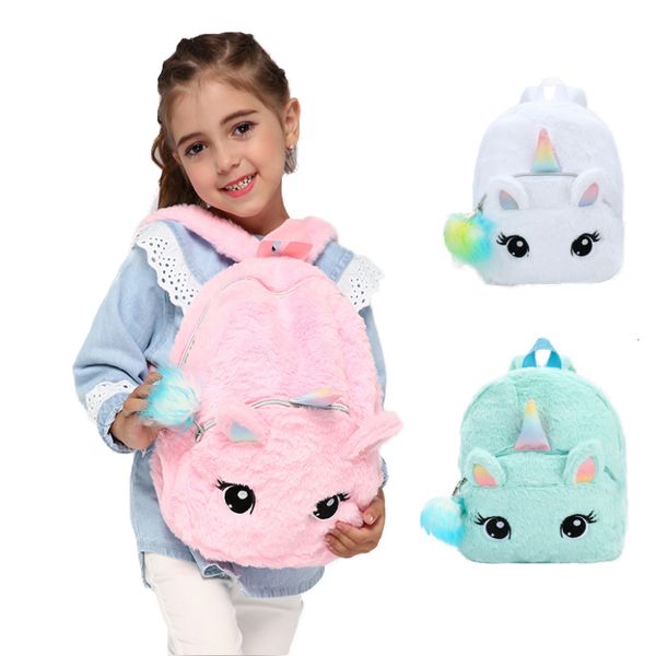 Sacs d'école Cartoon Licorne Sac D'école Pour Enfants Jolie Fille Doux En Peluche Sac À Dos Enfants Maternelle Mini Sac D'école 230719