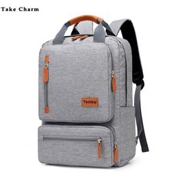Schooltassen Casual zakelijke rugzak voor mannen licht 15 inch laptop tas waterdichte oxford doek dame Antitheft Travel Backpack Gray 230413
