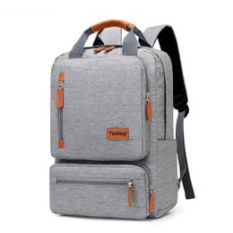 Sacs d'école Sac à dos d'affaires décontracté pour hommes léger 15 pouces sac pour ordinateur portable imperméable en tissu Oxford dame sac à dos de voyage antivol gris 231009