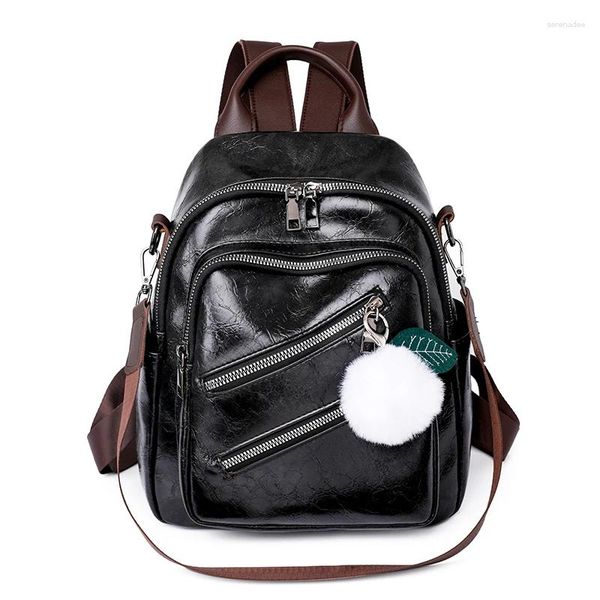 Sacs d'école Casual Femmes Sac à dos en cuir Designer Épaule pour la mode féminine Polyvalent Sac à dos Adolescentes Sac Mochila Feminina