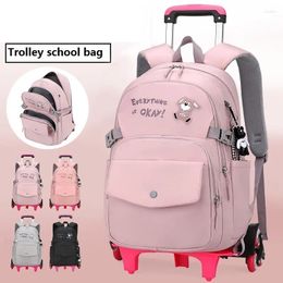 Sacs d'école enfants sac à dos avec roues cartable élémentaire chariot détachable pour filles enfants Mochila Femenina