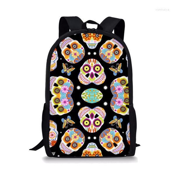 Mochilas escolares para niños y niñas, morrales sencillos con estampado de calavera para adolescentes, mochilas para estudiantes, 2023