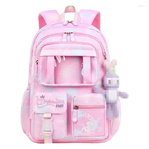 Sacs d'école Chinllo filles fantaisie rose cartable sac à dos en nylon léger pour les élèves du primaire 6-13 ans enfants Mochila 6777