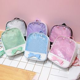 Sacs d'école Sac à dos transparent transparent Harajuku Bowknot Itabags pour adolescentes Designer Ita Bag Bookbag Bolsa 230331