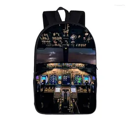 Sacs d'école Cockpit Six Dials Flight Simulator Sac à dos Enfants Pilots 6 Pack Schoolbags For Travel Bookbag Doptop Student Rucksacks Gift