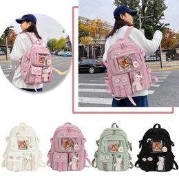 Sacs d'école Sac à dos pour étudiants universitaires, sacs de voyage à la mode avec pendentif en peluche, mignon Kawaii, grande capacité, style japonais pour adolescentes